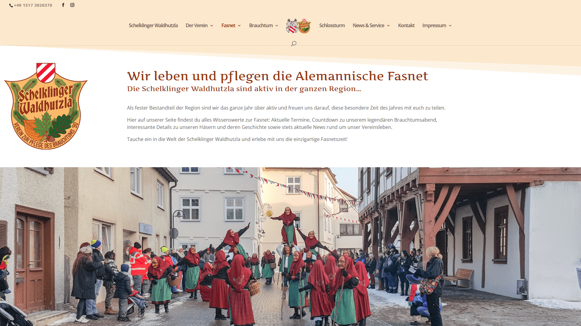 Bereich "Fasnet" der Webseite