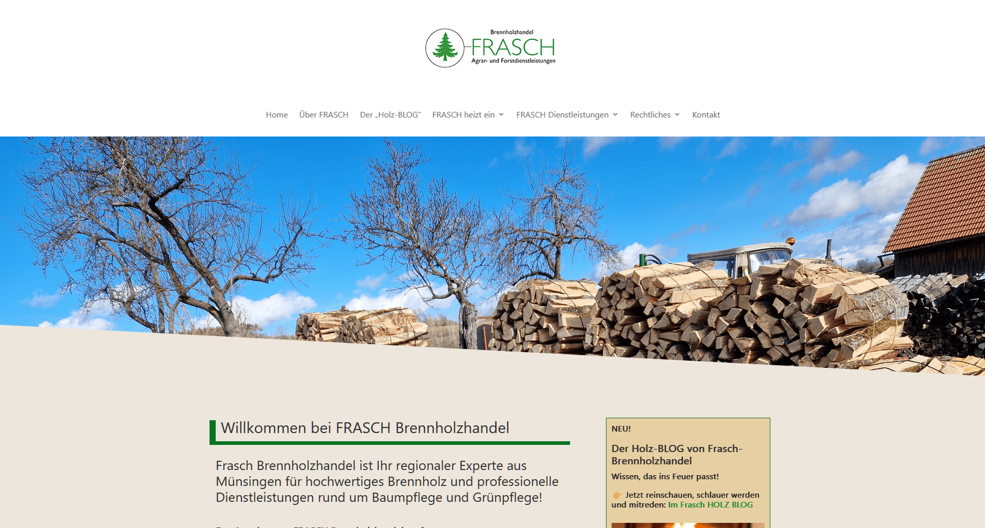 Startseite von Frasch Brennholzhandel in Münsingen